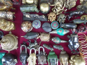Can you spot the Shaligram here? It's hiding on the trinket shelf.